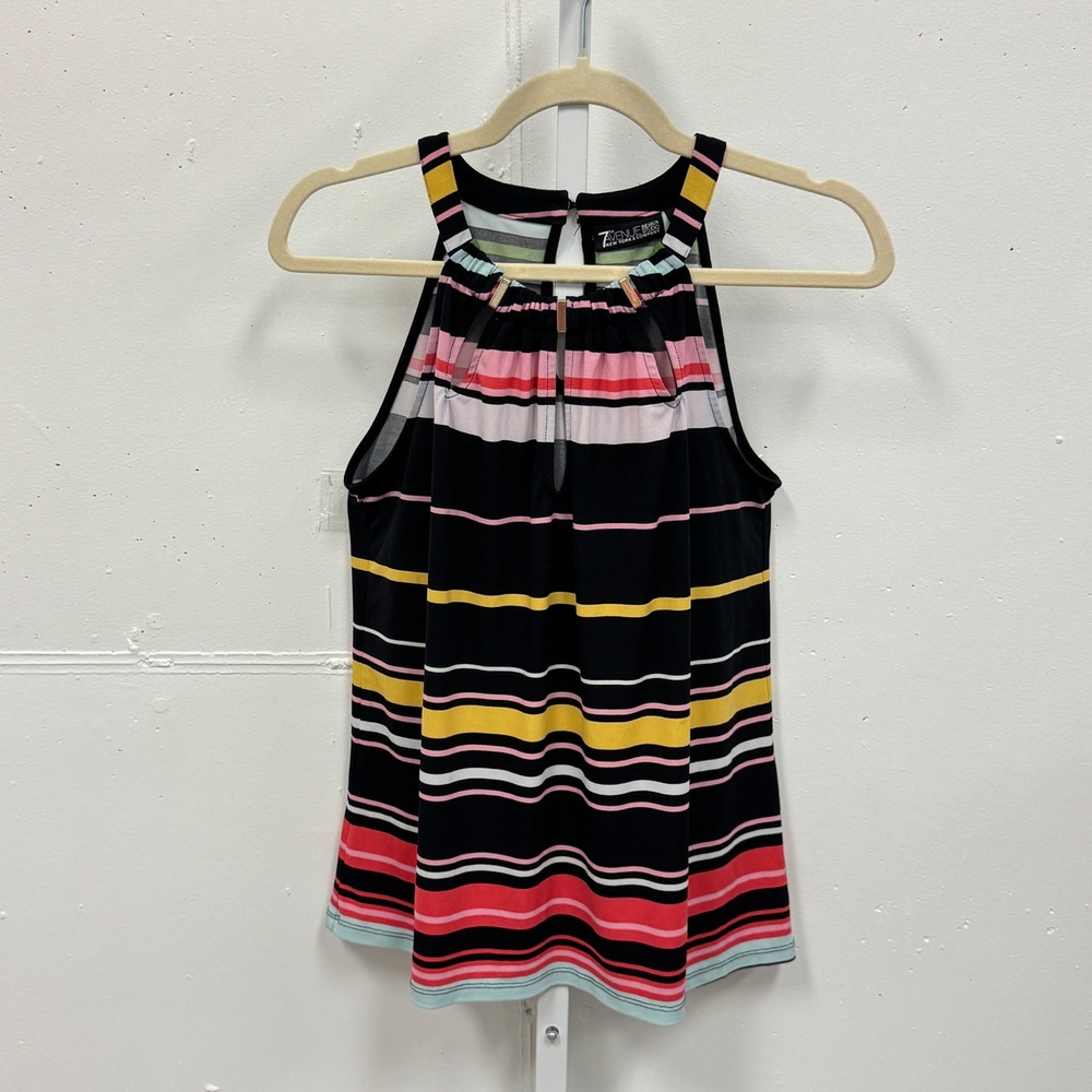 7th‎ Avenue New York & Company Halter Top Multi Stripe Gold Hardware Small Boho